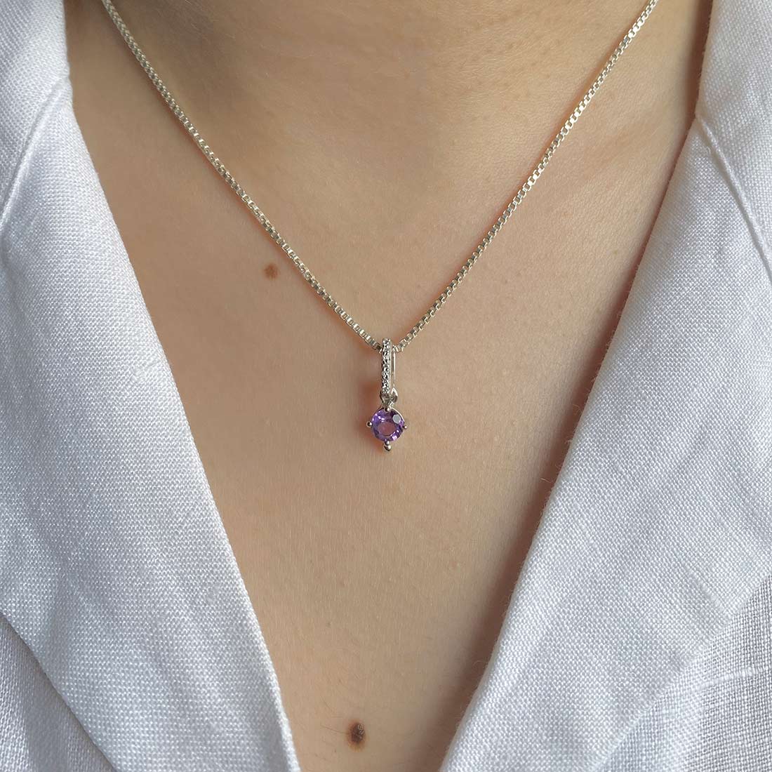 Amethyst & White Topaz Pendant-(AMT-SP-399.)